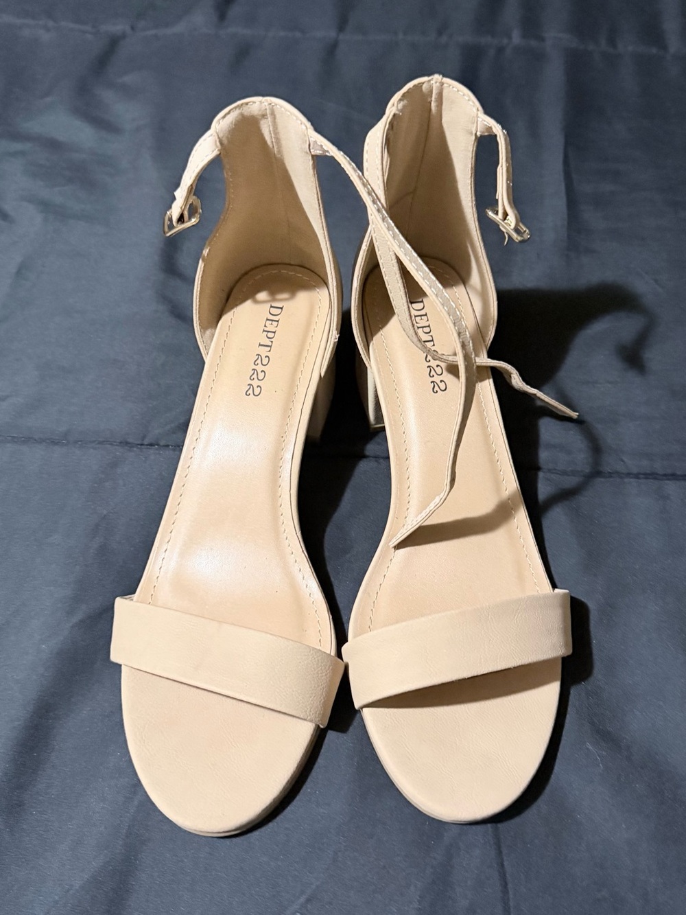 Sleek Beige Ankle-Strap Block Heel Sandals for Women